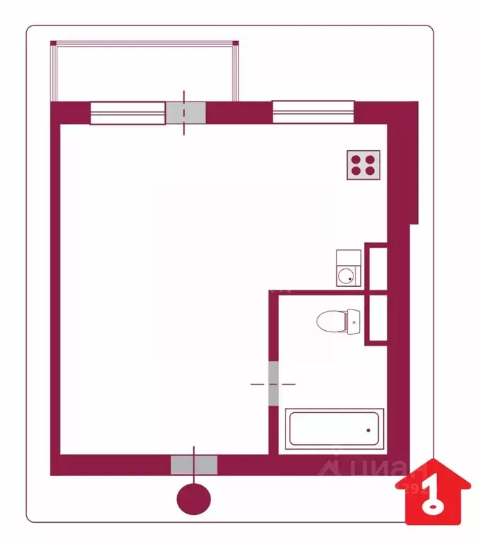 Студия Омская область, Омск Городок Нефтяников мкр, ул. 2-я ... - Фото 2