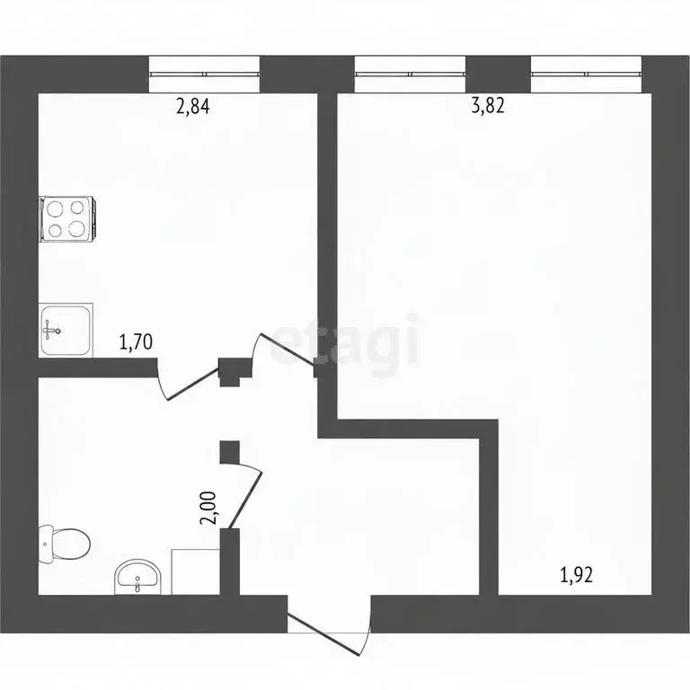 1-комнатная квартира: Ишим, улица Чкалова, 1 (28.1 м) - Фото 1