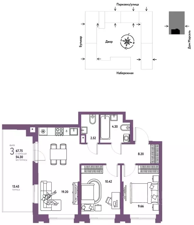 3-к кв. Тюменская область, Тюмень Береговая ул., 100к2 (67.75 м) - Фото 1