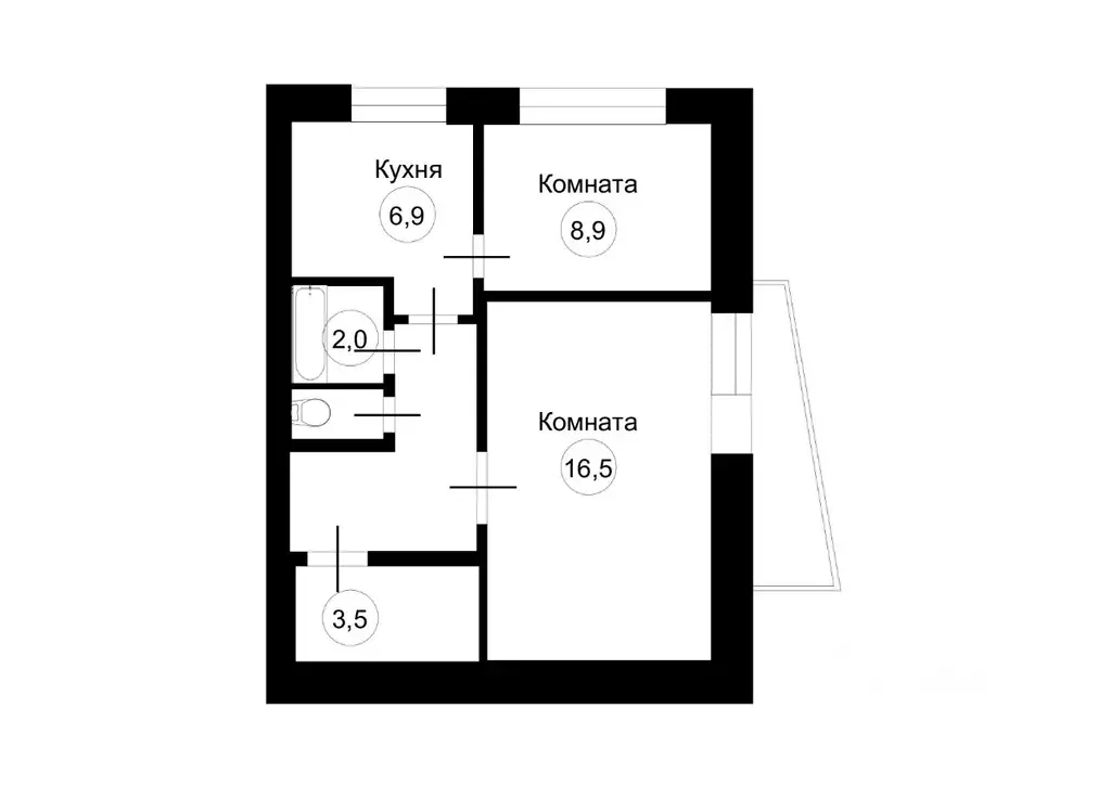 2-к кв. Самарская область, Самара Молодогвардейская ул., 209 (45.3 м) - Фото 1