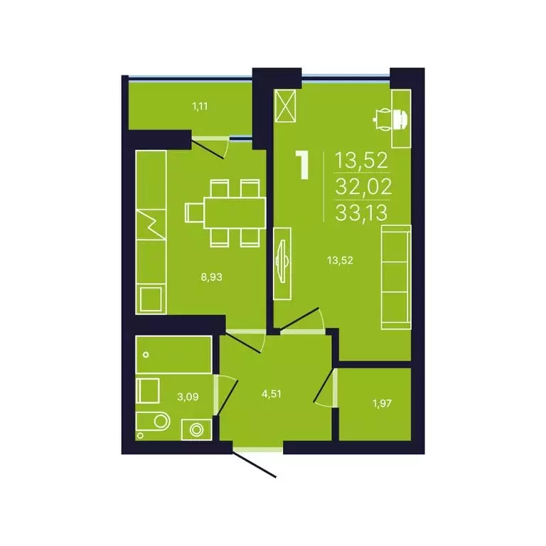 1-комнатная квартира: Уфа, улица Майора Доставалова, 3 (33 м) - Фото 1