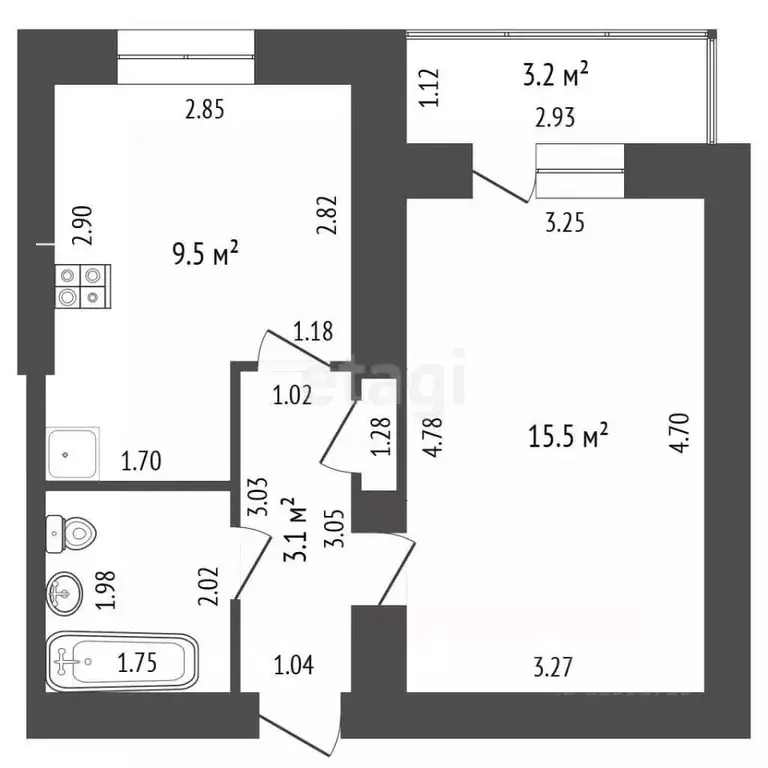 1-к кв. Тамбовская область, Тамбов Советская ул., 164 (33.4 м) - Фото 1