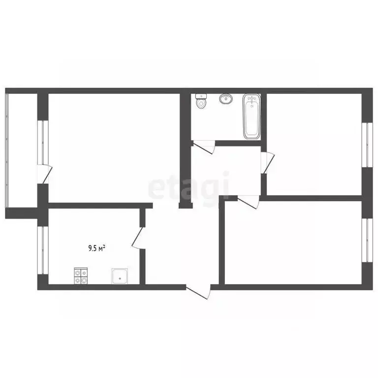 3-к кв. Тюменская область, Тюмень ул. Кузнецова, 16 (62.8 м) - Фото 1