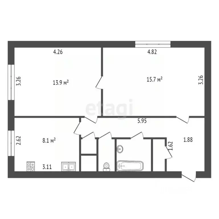 2-к кв. Санкт-Петербург ул. Нахимова, 5к4 (51.6 м) - Фото 1