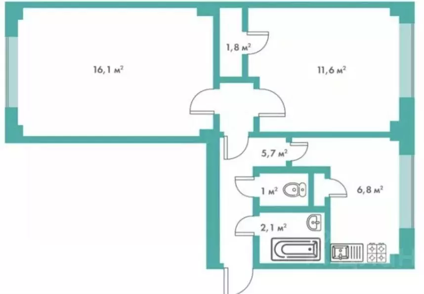 2-к кв. Санкт-Петербург Народная ул., 76 (45.0 м) - Фото 0