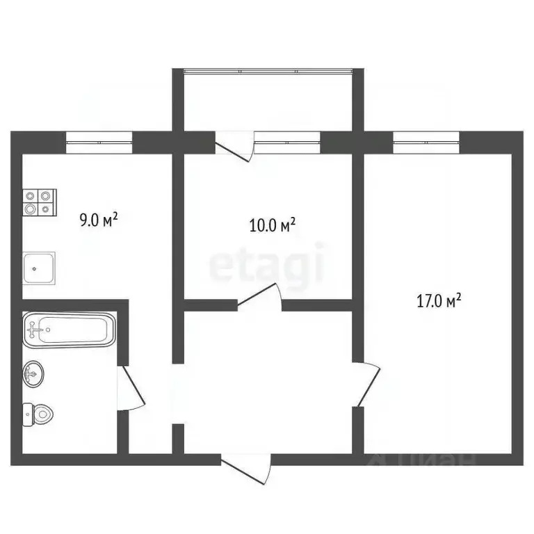 2-к кв. Московская область, Дмитров Чекистская ул., 14 (51.6 м) - Фото 0