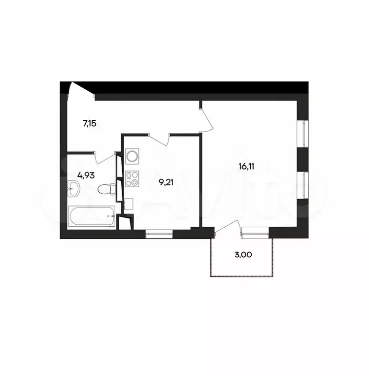 1-к. квартира, 40,4 м, 2/4 эт. - Фото 1