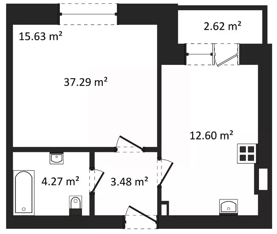 1-к кв. Калужская область, Калуга городской округ, д. Лихун  (37.29 м) - Фото 1