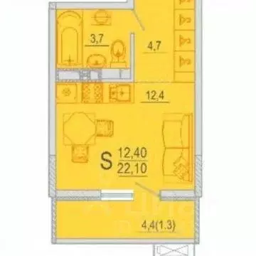 1-к кв. Краснодарский край, Краснодар ул. Даниила Смоляна, 65 (25.0 м) - Фото 1