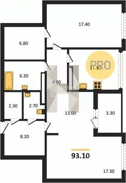 2-к кв. Воронежская область, Воронеж Краснознаменная ул., 57/4 (92.4 ... - Фото 1