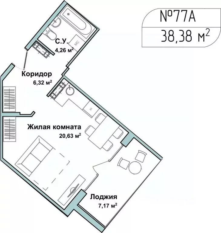 Студия Севастополь ул. Летчиков, 10 (38.4 м) - Фото 0