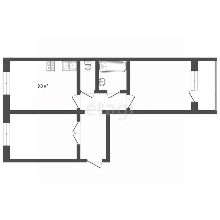 2-к кв. Ямало-Ненецкий АО, Муравленко ул. Энтузиастов, 1 (49.0 м) - Фото 2