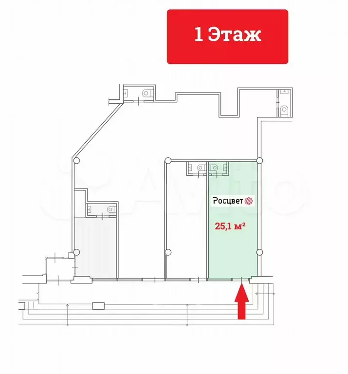 Продажа габ - Цветочный магазин  Росцвет - 25,1 м - Фото 0