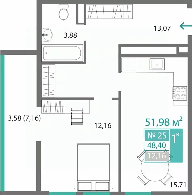 1-к кв. Крым, Симферополь ул. Александра Захарченко (48.4 м) - Фото 0