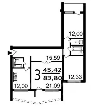 3-к кв. Тамбовская область, Тамбов Мичуринская ул., 213В (82.0 м) - Фото 1