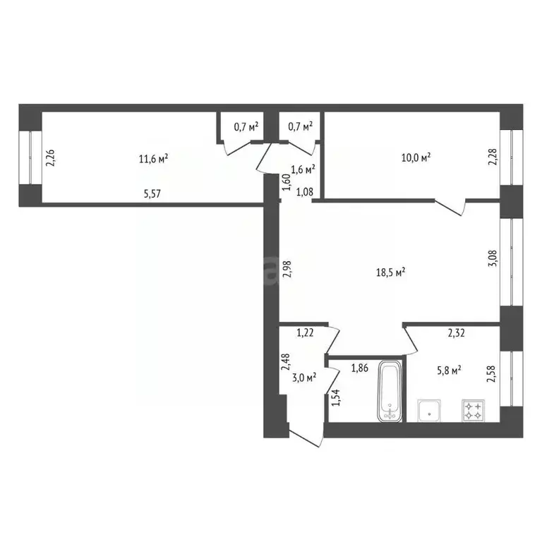 3-к кв. Башкортостан, Уфа ул. Карла Маркса, 83 (53.2 м) - Фото 2