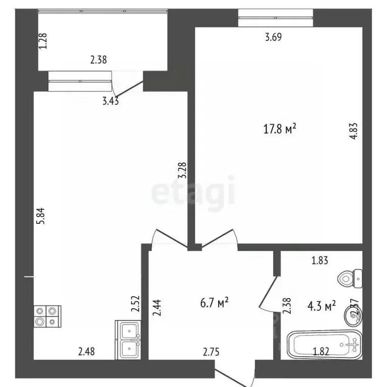 1-к кв. Мордовия, Саранск ул. Юрия Святкина, 12 (46.4 м) - Фото 1