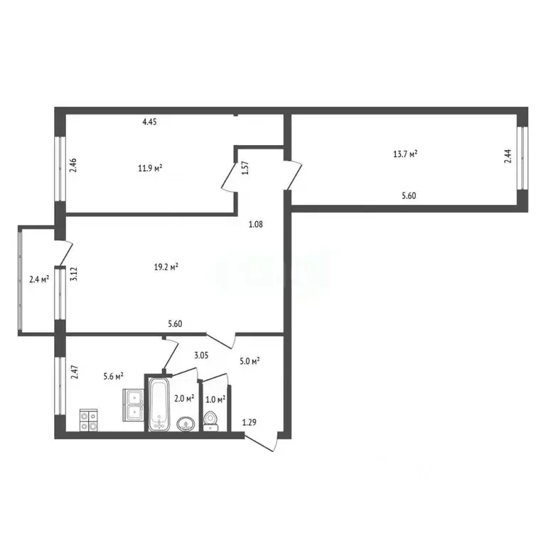 3-к кв. Санкт-Петербург просп. Маршала Жукова, 72К4 (58.4 м) - Фото 2