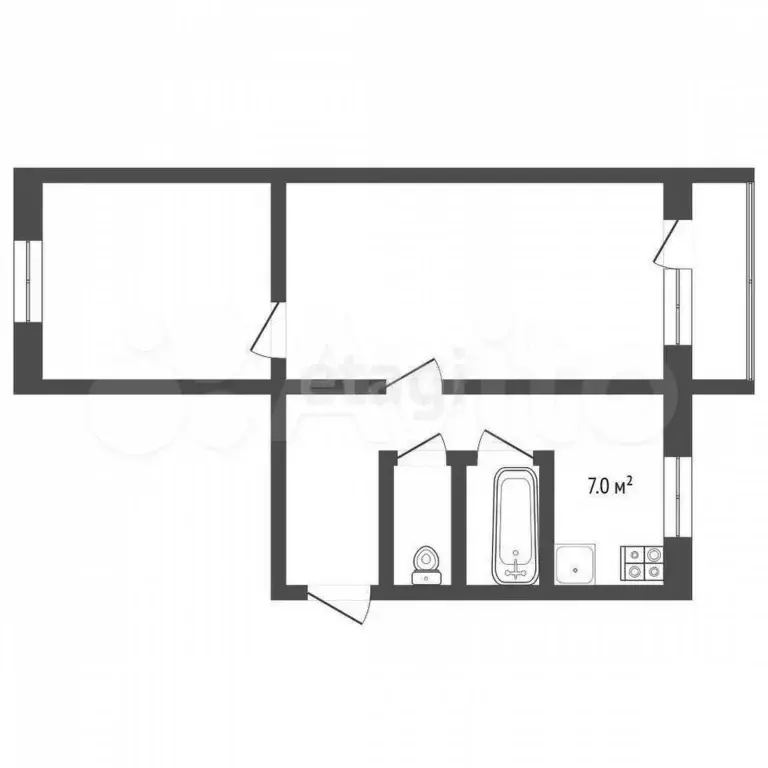 2-к. квартира, 43 м, 5/5 эт. - Фото 0