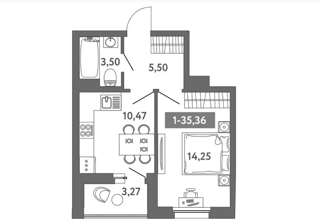 1-комнатная квартира: Санкт-Петербург, улица Чирикова, 5 (35 м) - Фото 1