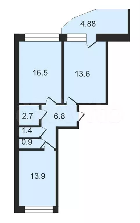 2-к. квартира, 58 м, 5/9 эт. - Фото 0