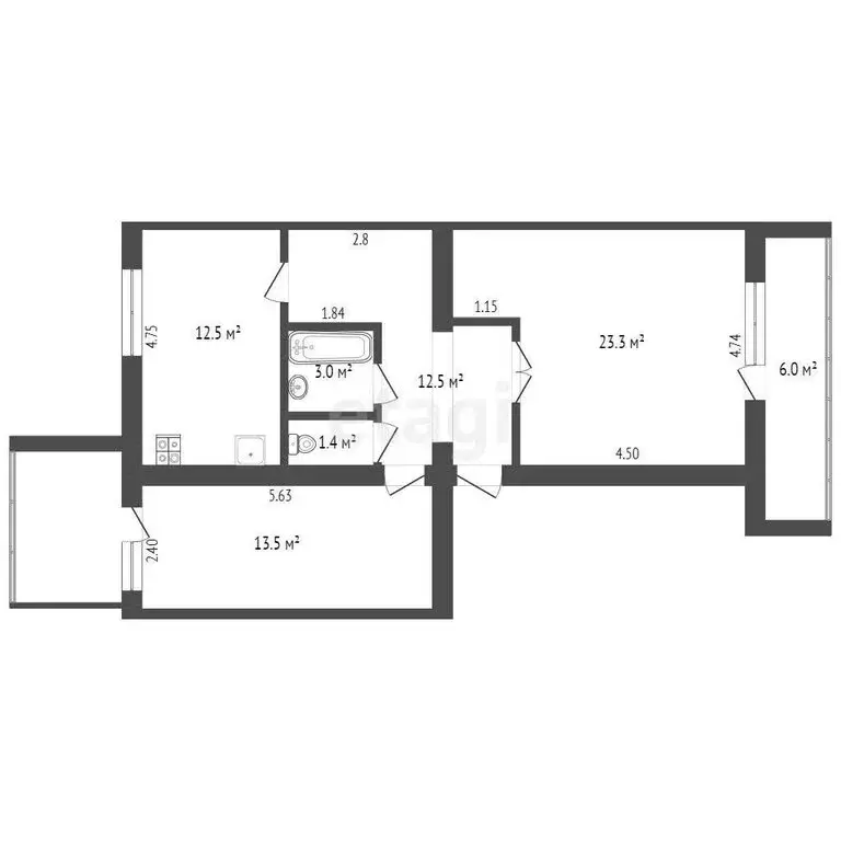 2-комнатная квартира: Евпатория, улица 9 Мая, 126 (66.2 м) - Фото 0