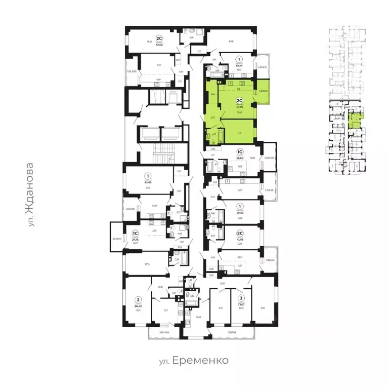 2-к кв. Ростовская область, Ростов-на-Дону ул. Жданова, 31 (47.32 м) - Фото 2