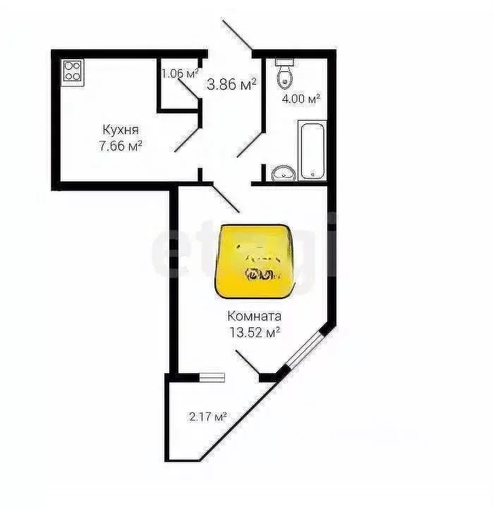 1-к кв. Воронежская область, Воронеж Ростовская ул., 73Дк2 (30.5 м) - Фото 2