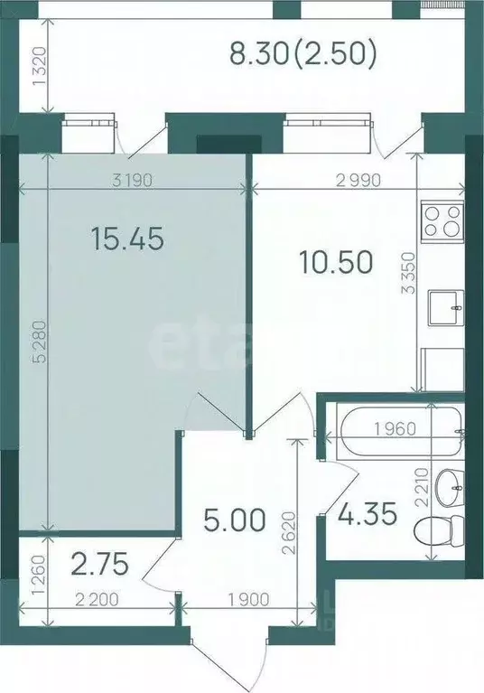 1-к кв. Татарстан, Казань ул. Алексея Козина, 9 (50.8 м) - Фото 2