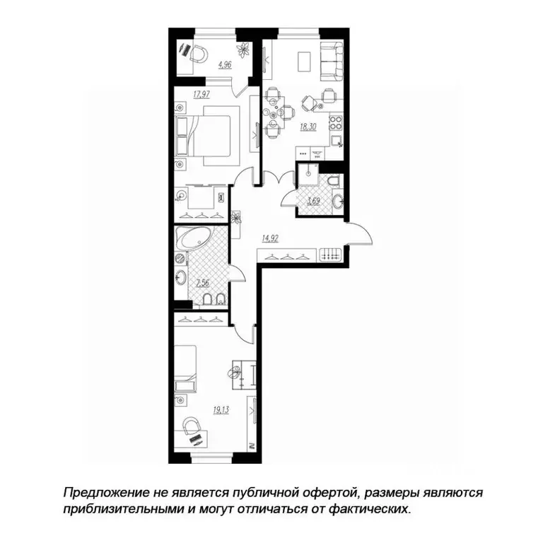 2-к кв. Санкт-Петербург проезд Петровская коса, 6к1 (84.8 м) - Фото 0