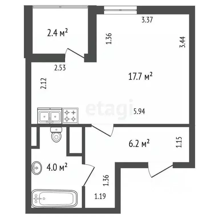 Студия Санкт-Петербург бул. Вилькицкий, 4 (28.5 м) - Фото 1