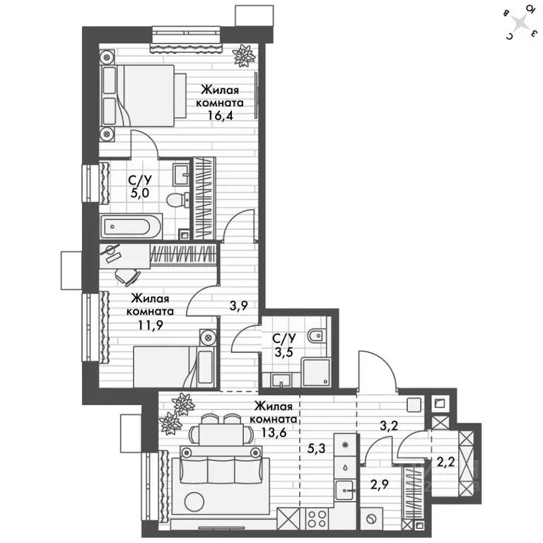 3-к кв. Приморский край, Владивосток Снеговая Падь мкр, ул. Адмирала ... - Фото 1