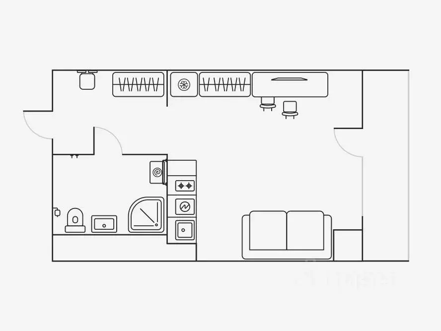 Студия Липецкая область, Липецк ул. М.И. Неделина, 4Д (26.0 м) - Фото 2