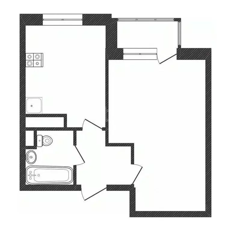 1-к кв. Калужская область, Обнинск ул. Курчатова, 35/1 (38.6 м) - Фото 2