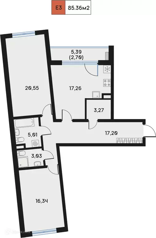 Продаётся 2-к квартира, 85.4 м - Фото 0