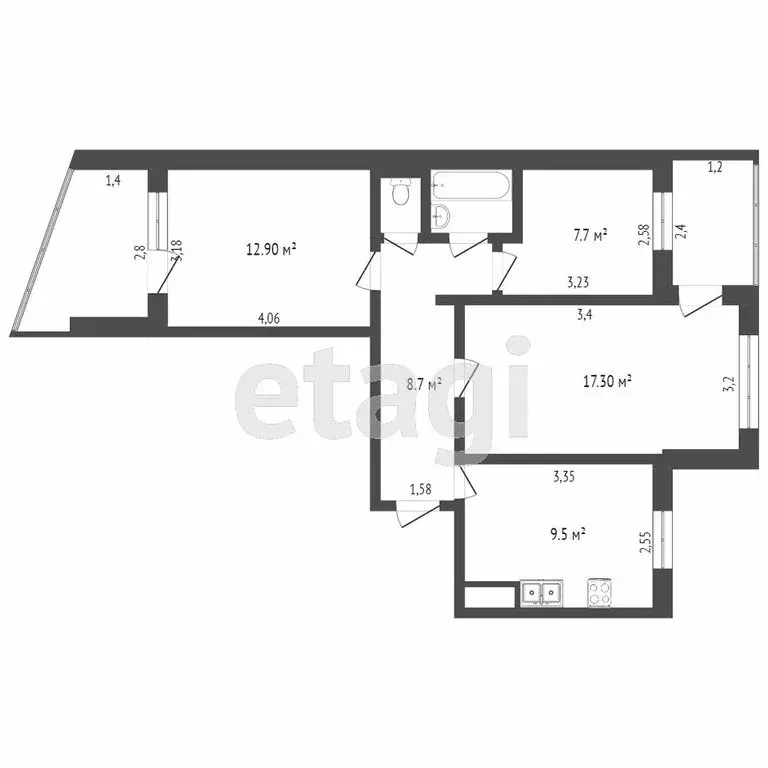 3-комнатная квартира: Симферополь, улица Лермонтова, 13 (66.6 м) - Фото 1