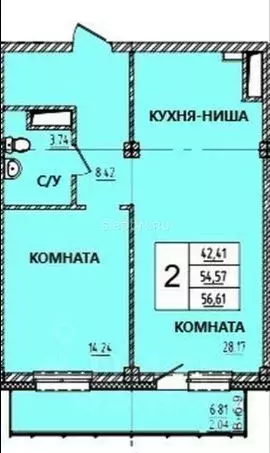 2-к кв. Красноярский край, Красноярск Молодежный просп., 7В/1 (56.72 ... - Фото 1