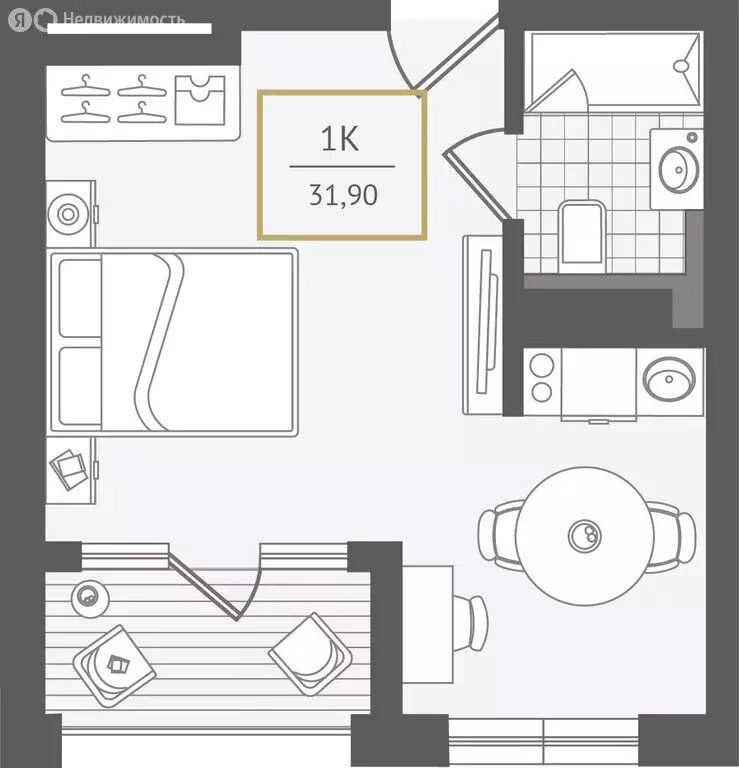 1-комнатная квартира: Адлер, микрорайон Курортный Городок (32.1 м) - Фото 1