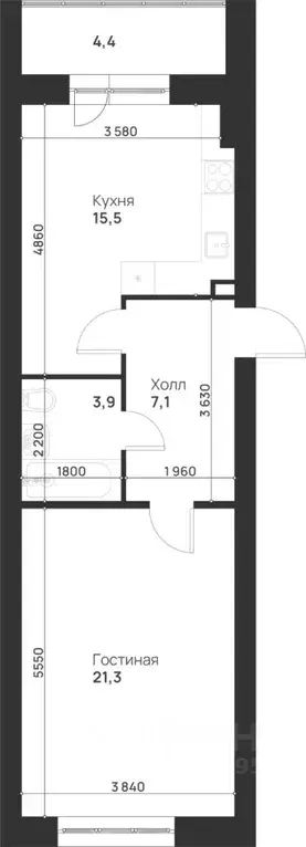 1-к кв. Тульская область, Тула ул. Героев России, 2 (52.2 м) - Фото 1