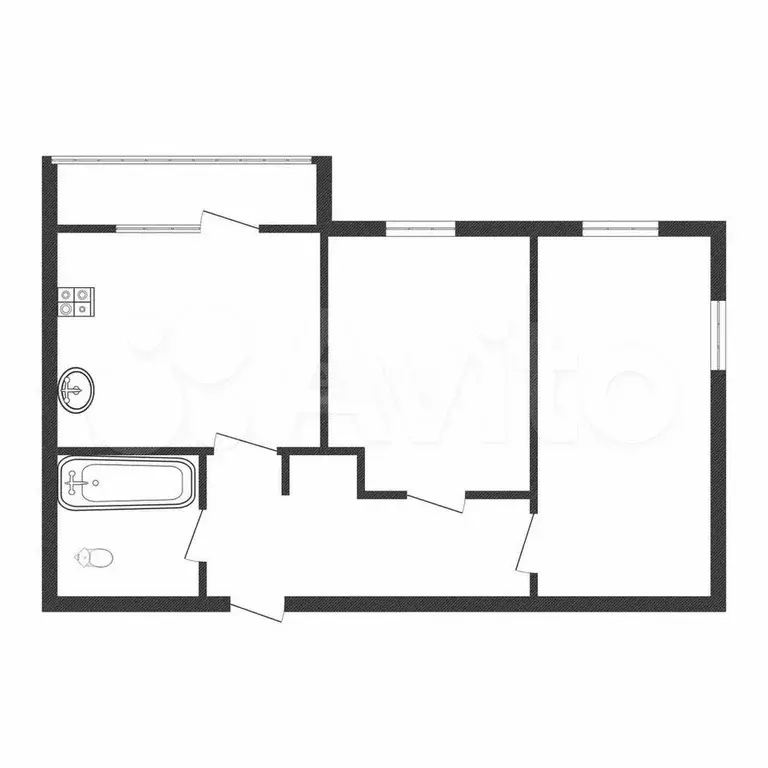 2-к. квартира, 47,4 м, 2/5 эт. - Фото 0