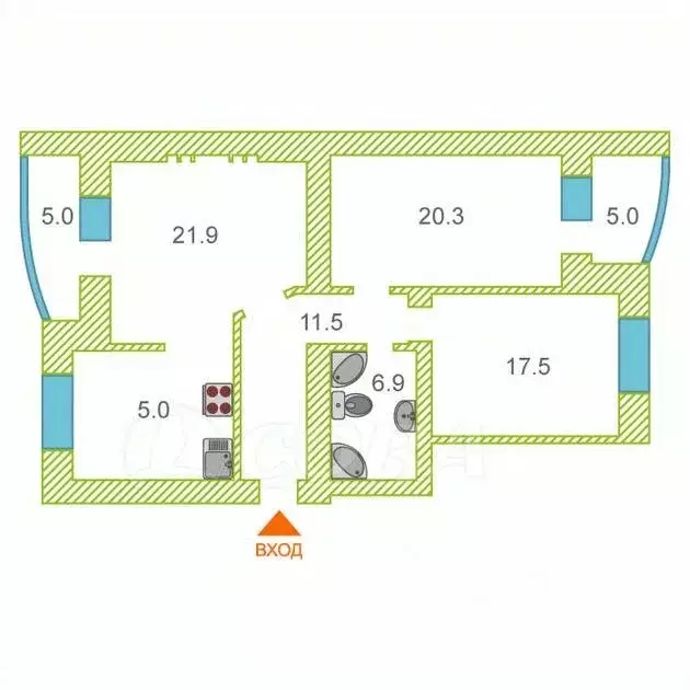3-к кв. Тюменская область, Тюмень ул. Баумана, 31/2 (91.0 м) - Фото 2
