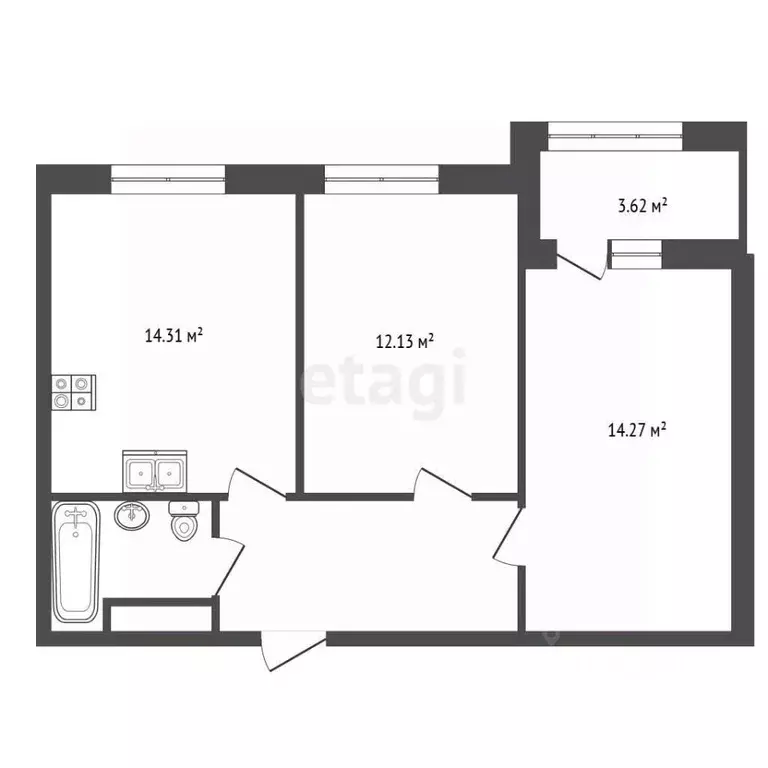 2-к кв. Санкт-Петербург ул. Парфеновская, 14к1 (51.4 м) - Фото 1