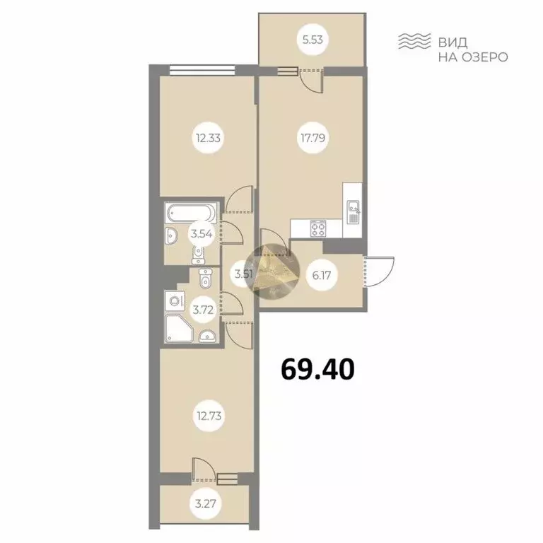 2-комнатная квартира: Санкт-Петербург, Суздальское шоссе, 8 (69.4 м) - Фото 1