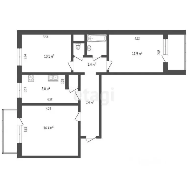 3-к кв. Калужская область, Калуга городской округ, д. Мстихино ул. ... - Фото 2