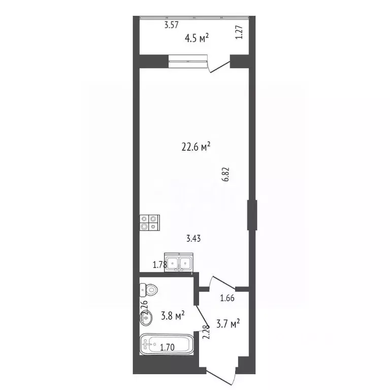 Студия Краснодарский край, Анапа Рождественская ул., 55к2 (34.6 м) - Фото 1