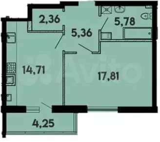 1-к. квартира, 44,8 м, 15/15 эт. - Фото 1