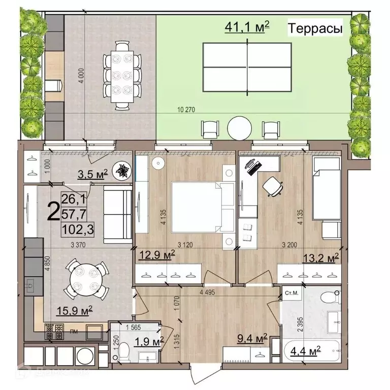 2-к кв. Рязанская область, Рязань Еврокласс жилой комплекс (102.3 м) - Фото 2