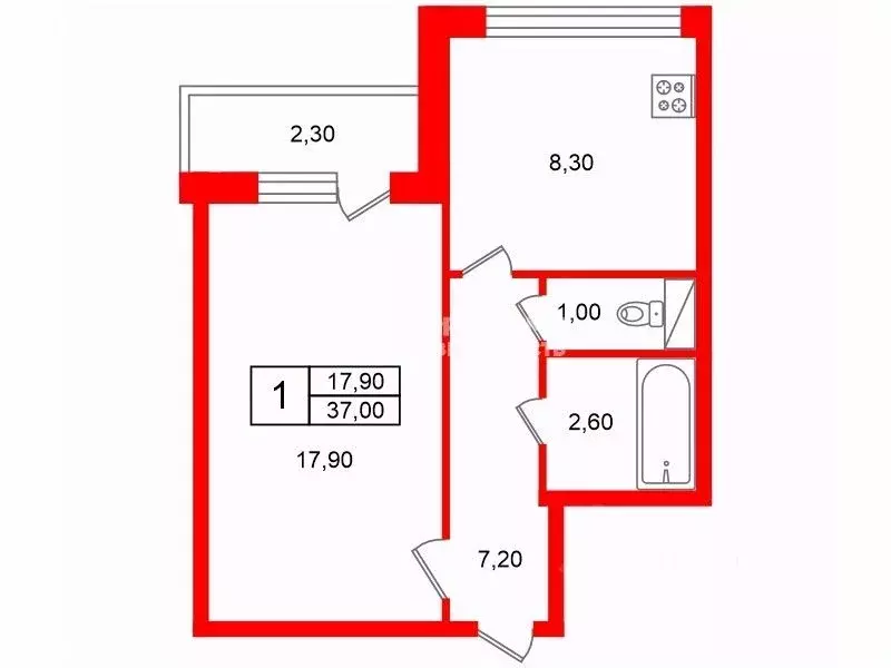 1-к кв. Санкт-Петербург Горелово тер., ул. Коммунаров, 118к2 (37.0 м) - Фото 2