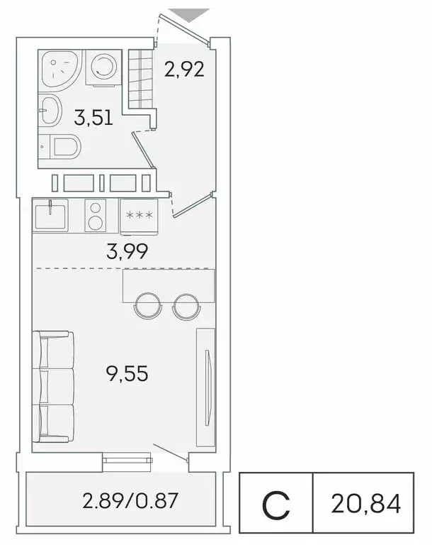 Квартира-студия: Мурино, Графская улица, 6к1 (20 м) - Фото 0