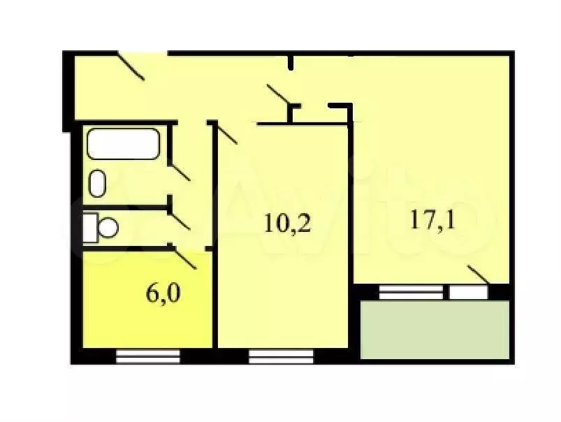 2-к. квартира, 44,3 м, 1/9 эт. - Фото 0